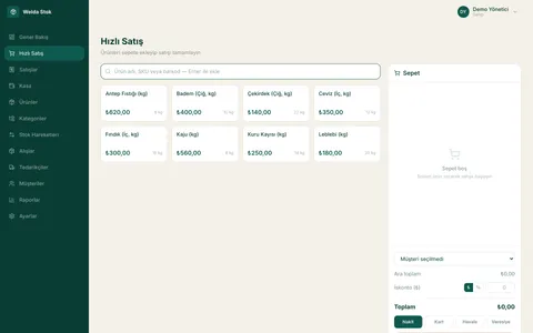 Welda Stock Kuruyemiş — Hızlı satış (POS)