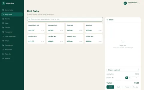Welda Stock Manav — Hızlı satış (POS)