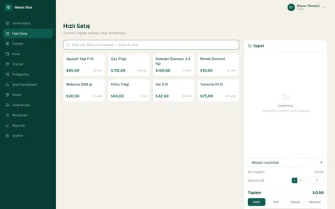 Welda Stock Market — Hızlı satış (POS)