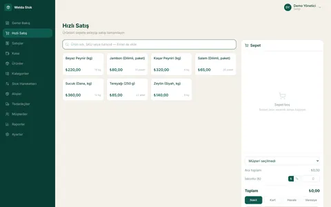 Welda Stock Şarküteri — Hızlı satış (POS)